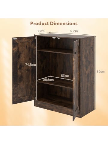 COSTWAY Badezimmerschrank 60x30x80cm in Braun