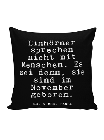 Mr. & Mrs. Panda Kissen Einhörner sprechen nicht mit... mit Spruch in Schwarz