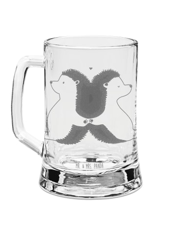 Mr. & Mrs. Panda Bierkrug Igel händchenhaltend ohne Spruch in Transparent