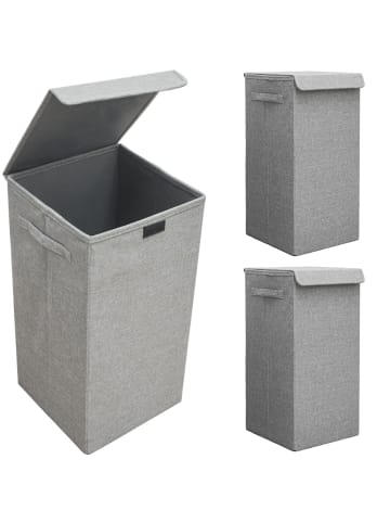 DuneDesign 3er Set Wäschekorb Crisp Clean in Hellgrau