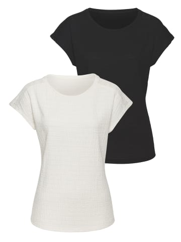 Vivance Rundhalsshirt in schwarz, creme