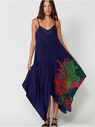 KOROSHI Langes kleid mit bedruckten spitzen trÃ¤gern in bunt