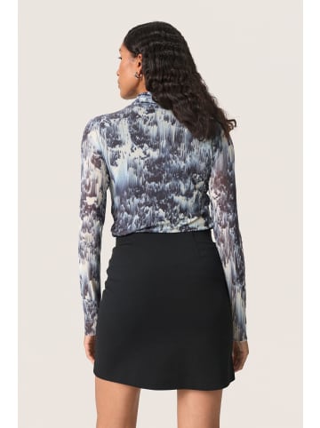 Soaked in Luxury Langarm-Shirt SLHartley Gerade Passform in Dark Navy Landscape Print