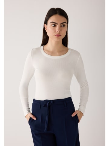 More & More glänzendes Langarm-Rippshirt in offwhite