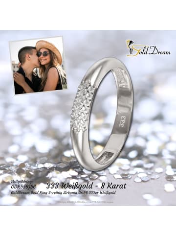 GoldDream 333 Weißgold - 8 Karat Damen Ringe 3-reihig Zirkonia Fingerring  56 (17,8)