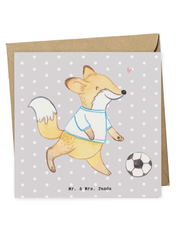 Mr. & Mrs. Panda Deluxe Karte Fuchs Fußball spielen ohne Spruch in Grau Pastell