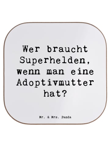 Mr. & Mrs. Panda Untersetzer Adoptivmutter Heldin mit Spruch in Weiß