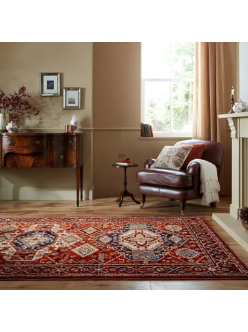 KADIMA DESIGN Teppich Kurzflor Vintage Geometrisch, Wohnzimmer in Rot