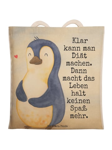 Mr. & Mrs. Panda Shopper Pinguin Diät Design mit Spruch in Weiß