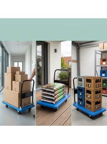 relaxdays Transportwagen in Blau - 300 kg
