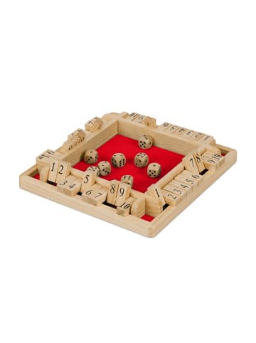 relaxdays Shut The Box Spiel in Natur/ Rot