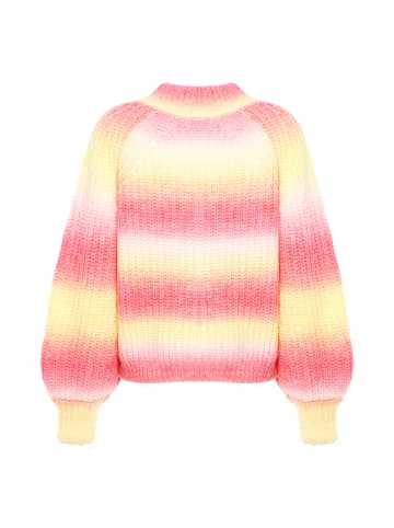 myMo Pullover in ROSA GELB MEHRFARBIG