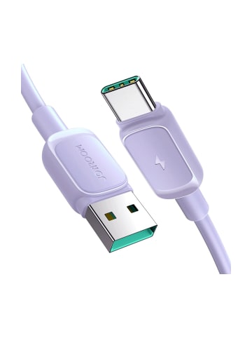 COFI 1453 Ladekabel mit USB-A/USB-C-Anschlüssen - 3A Strom, 1,2 m Datenkabel in Lila