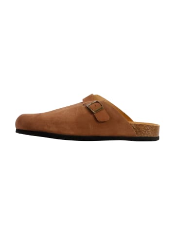 natural world Flache Pantoletten aus Leder Braun