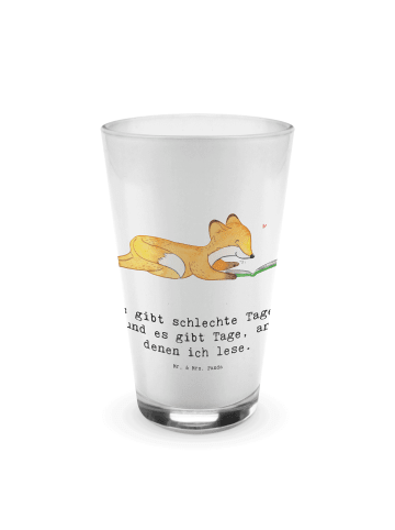 Mr. & Mrs. Panda Glas Fuchs Lesen mit Spruch in Transparent