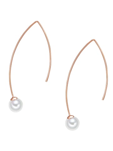 Lulu & Jane Perlen-Ohrhänger Messing Muschelkernperle in roségold