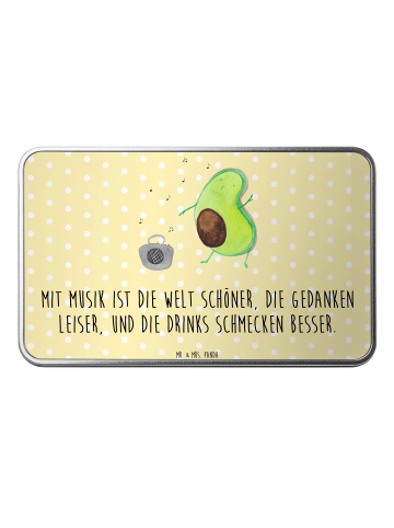 Mr. & Mrs. Panda Keksdose Avocado Tanzen mit Spruch in Gelb Pastell