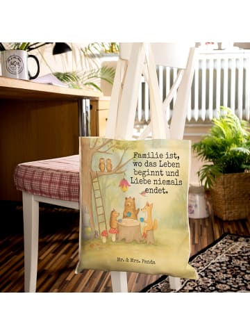 Mr. & Mrs. Panda shopping bag Waldtiere Picknick Design mit Spruch in Weiß