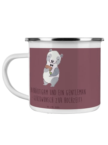 Mr. & Mrs. Panda Becher Emaille Bräutigam Gentleman mit Spruch in Kaffa Coffee