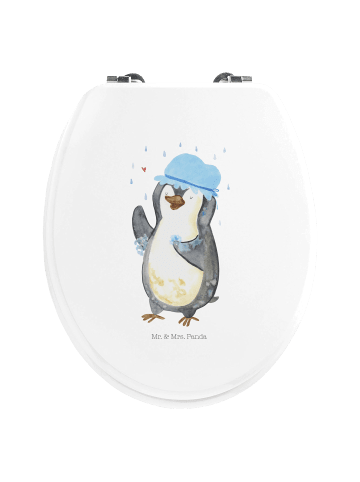 Mr. & Mrs. Panda Motiv WC Sitz Pinguin Duschen ohne Spruch in Weiß