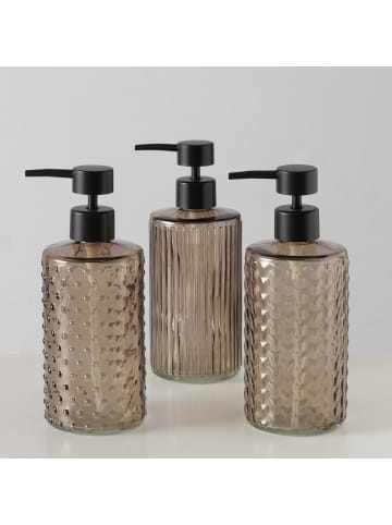 Boltze Seifenspender aus Glas BRUKA, 500 ml in Braun, Ø 8,8 x (H) 20,2 cm