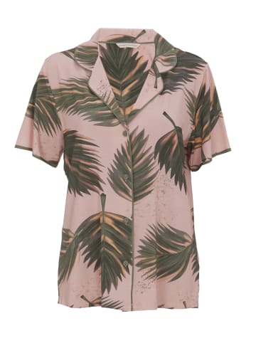 Cyberjammies Lea Womens Leaf Printed Jersey Pyjama Top in Pink