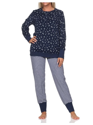 NORMANN Frottee Schlafanzug lang Bündchen - 81838 in marine