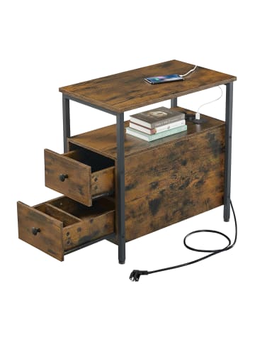 relaxdays Beistelltisch in Braun/ Schwarz - (B)36 x (H)61 x (T)60 cm