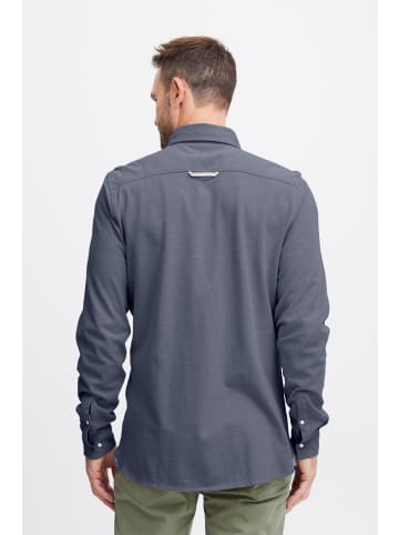 FQ1924 Langarmhemd FQSteven piqu√© knitted LS shirt 21900613 Basic Hemd aus Pikee in Dunkelblau