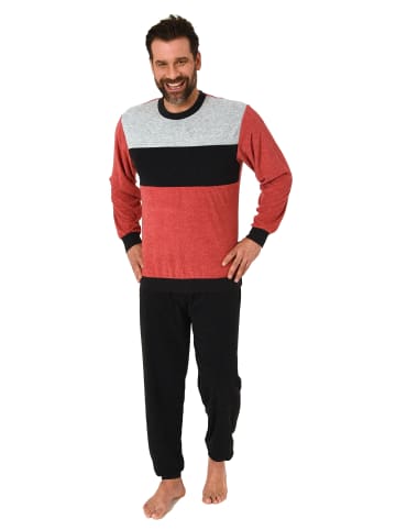NORMANN Frottee langarm Schlafanzug Pyjama Bündchen - 81312 in rot