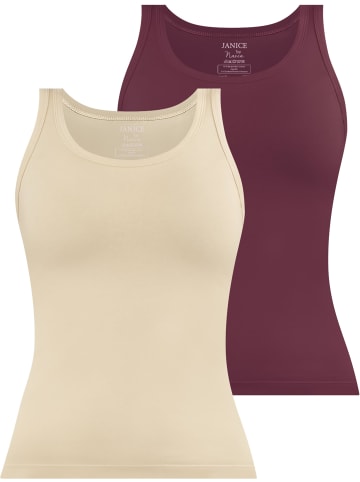 Janice 2 x Damen Top Nazca in Beige/Burgund
