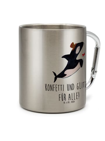 Mr. & Mrs. Panda Thermobecher Orca Zylinder mit Spruch in Silber