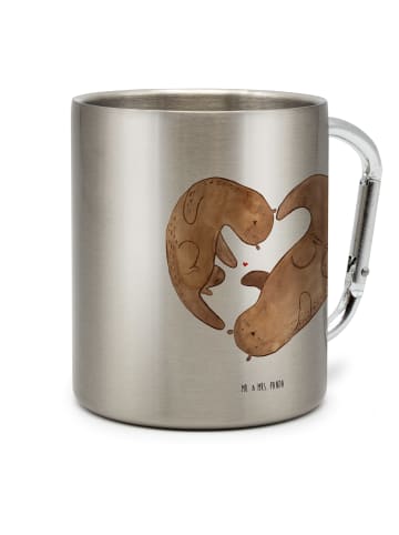 Mr. & Mrs. Panda Henkeltasse Otter Herz ohne Spruch in Silber