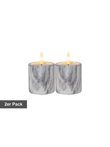 STAR Trading 2er Set Votivkerzen ,Flamme Marble, LED, Marmor-Optik, Batterie und T