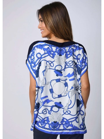 Alba Moda Strandshirt im maritimen Dessin in weiß