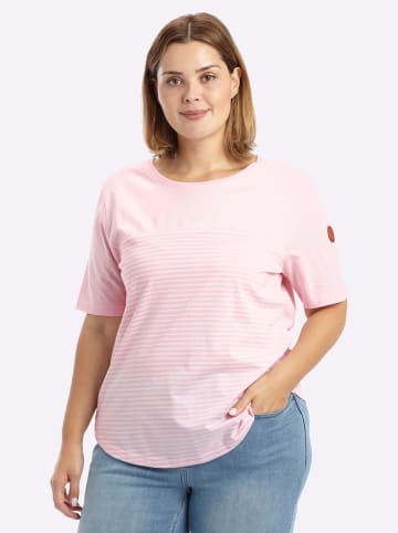 sheego T-Shirt in hellrosé-weiß-geringelt