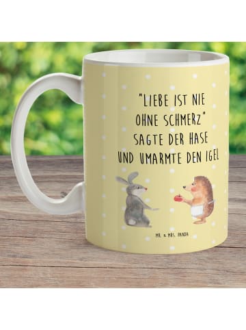 Mr. & Mrs. Panda Kindertasse Hase Igel mit Spruch in Gelb Pastell