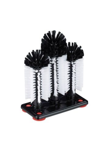 relaxdays 4x Gläserspülbürste in Weiß/Schwarz - (B)18,5 x (H)22 x (T)9,5 cm