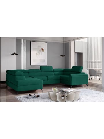 MF Design Esco Recamiere Links in Flaschengrün -  (L) 200 x (B) 336 x (H) 92 cm