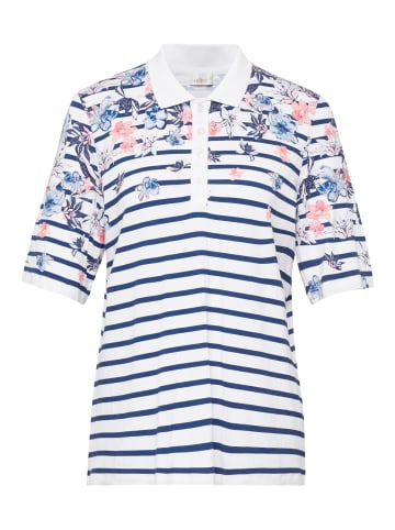 GOLDNER Druck-Poloshirt Hautangenehmes Druck-Poloshirt in weiß / blau / koralle / gemustert