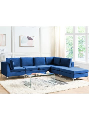 Beliani 6-tlg Modulsofa EVJA in Blau linksseitig