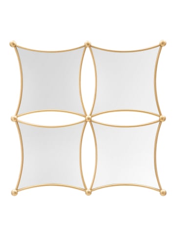 Mauro Ferretti Geometrischer Wandspiegel aus goldfarbenem Metall, 68 x 3,5 x 68 cm
