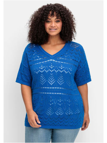 sheego Kurzarm-Pullover in kobalt