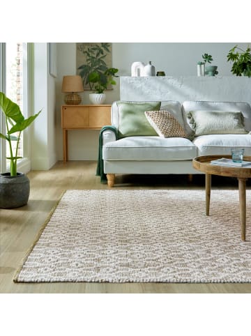 KADIMA DESIGN Teppich Wolle Kurzflor Diamant Muster, Wohnzimmer in Hellgrün