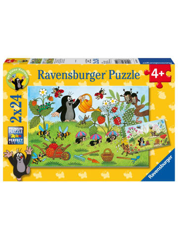 Ravensburger Kinderpuzzle 2x24 Teile - Der kleine Maulwurf - Der Maulwurf im Garten