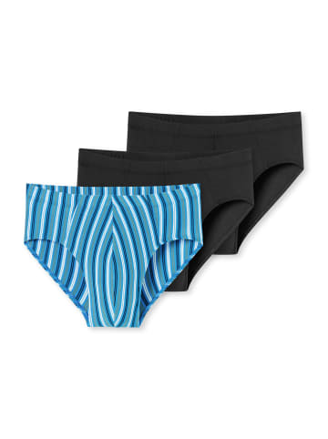 Schiesser Mini Slip / Unterhose 95/5 Essentials - Cotton in Schwarz / Blau