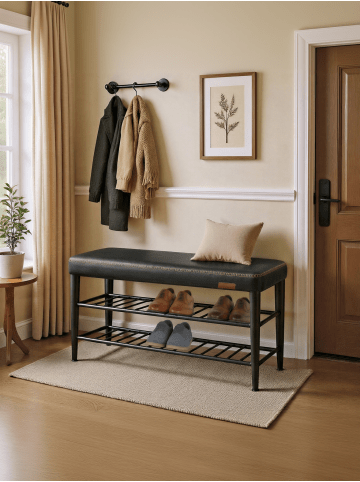 VASAGLE Schuhbank Ekho in Schwarz - (B)100 x (H)50 x (T)30 cm