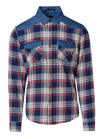 KOROSHI Langarm-denimhemd in blau