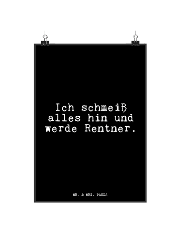 Mr. & Mrs. Panda Plakat Ich schmeiß alles hin... mit Spruch in Schwarz