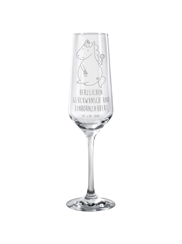 Mr. & Mrs. Panda Sektglas Einhorn Baby mit Spruch in Transparent